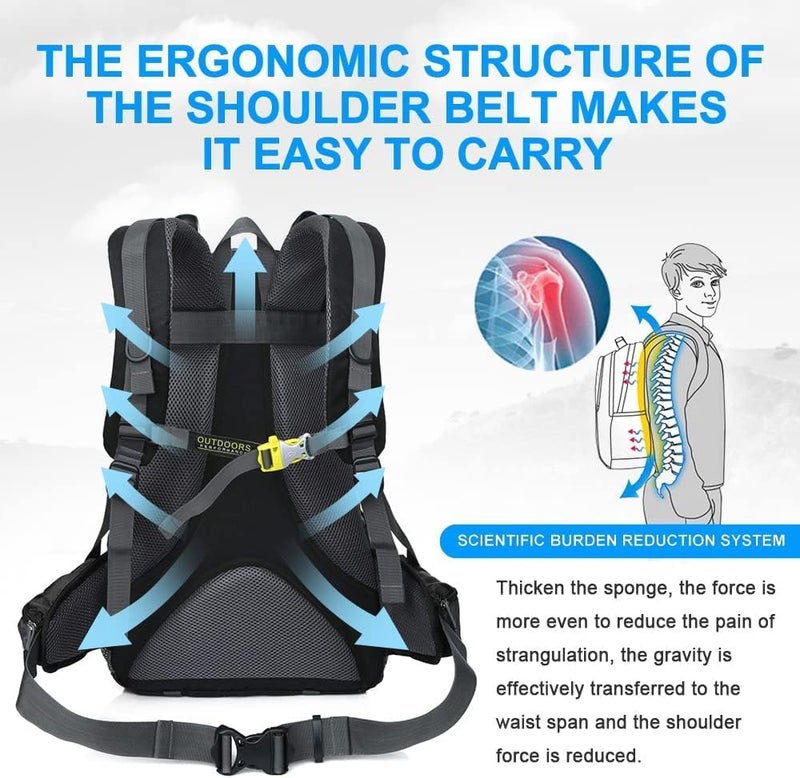 INOXTO lightweight Hiking Backpack 35L/40L Hiking Daypack with Waterproof Rain Cover for Travel Camping Outdoor Men and Women - Image 5